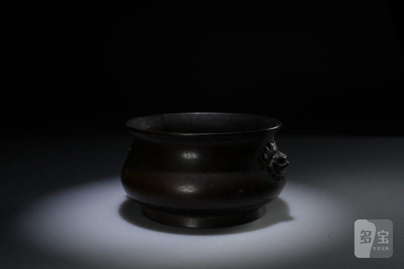 清 铜狮耳炉 - 图4